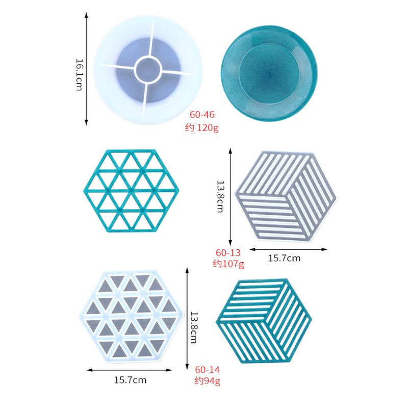 Set 3 Khuôn Silicone Làm Đế Lót Ly Bằng Resin Epoxy Resin DIY