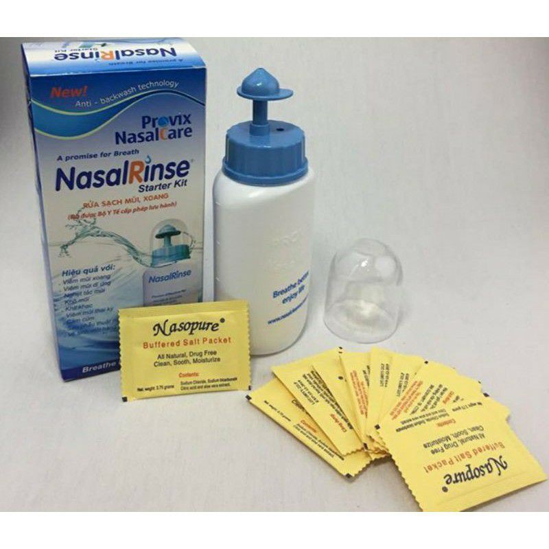 Bình rửa mũi xoang Nasal Rinse kèm 10 gói muối