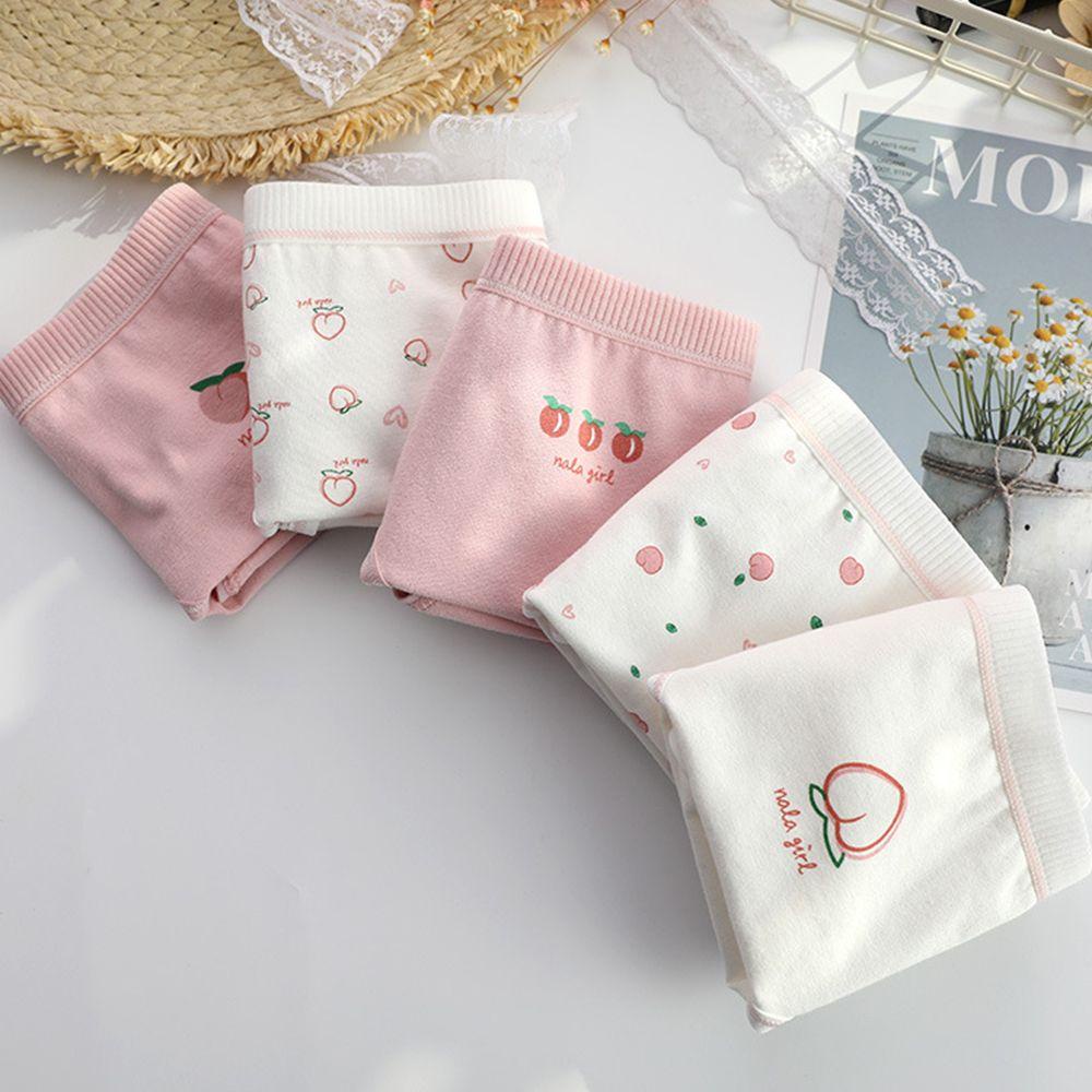 OCEANMAP Quần Lót Thoáng Khí Thoải Mái Màu Trơn Họa Tiết Quả Đào Dành Cho Nữ