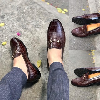 Giày da nam - da bò thật 100% dập vân cá sấu ns078m
