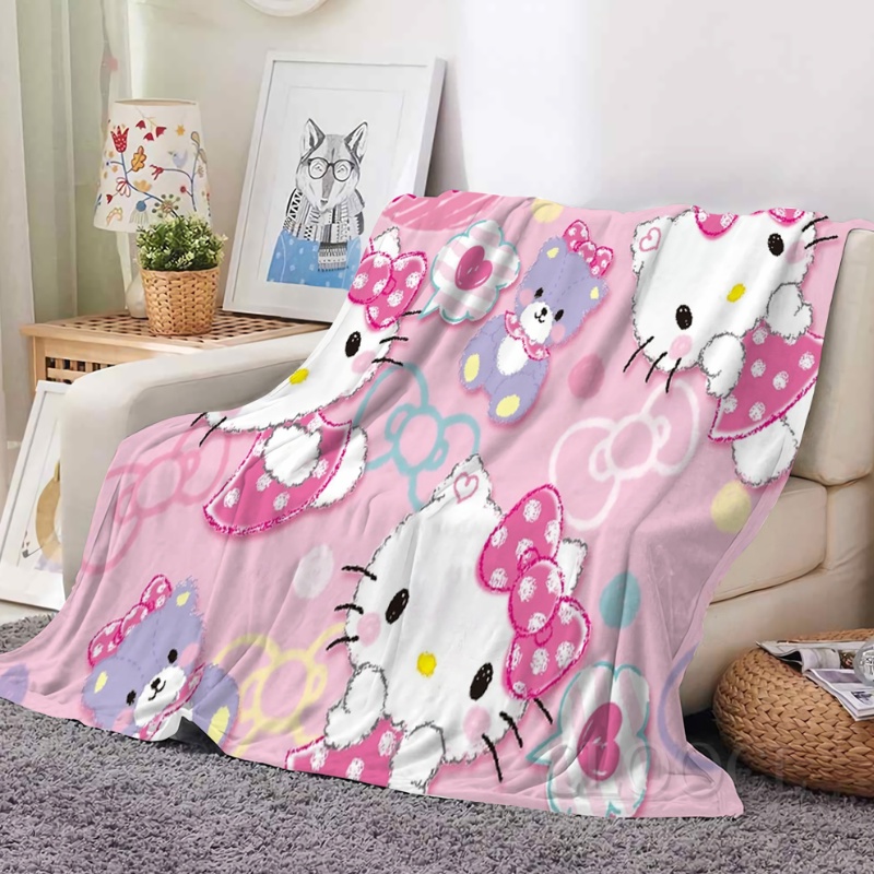 Chăn Bông Mềm Mại Thoải Mái In Hình Hello Kitty
