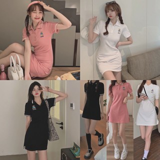 Đầm polo thêu gấu ulzzang hot trend