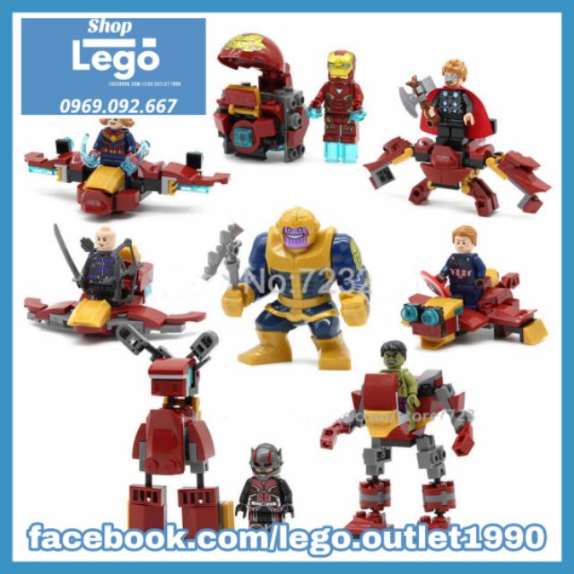 Xếp hình Thanos đại chiến Iron man Thor Hulk Ant-Man Hawkeye Captain Marvel Lego Minifigures Sy6399