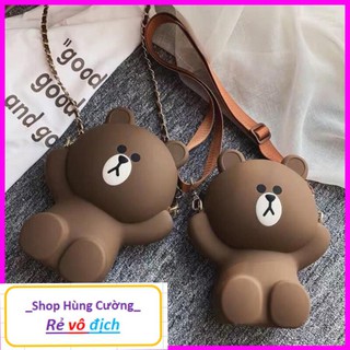 Túi đeo chéo hình Gấu Brown Silicon 2 dây ngộ nghĩnh