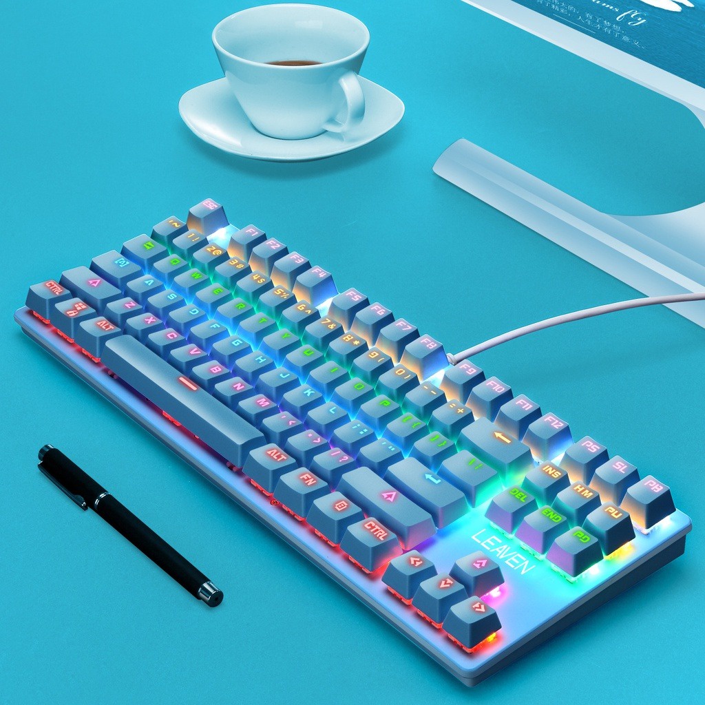 Bàn phím cơ Gaming Leaven K550 Blue Switch TKL 87 phím , LED Rainbow , chống nước