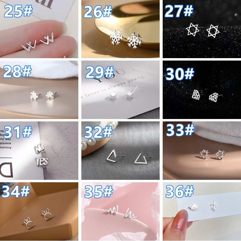 ✨✨Bông Tai Mạ Bạc 925 Hình Mặt Trăng Ngôi Sao Đơn Giản Sáng Tạo Cho Nữ