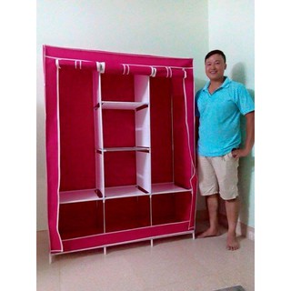 tủ vải quần áo 3 buồng 8 ngăn giá buôn