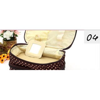 [ Sẵn hàng ]Túi Mỹ Phẩm Chấm Bi 2Tầng.Hàng Hot