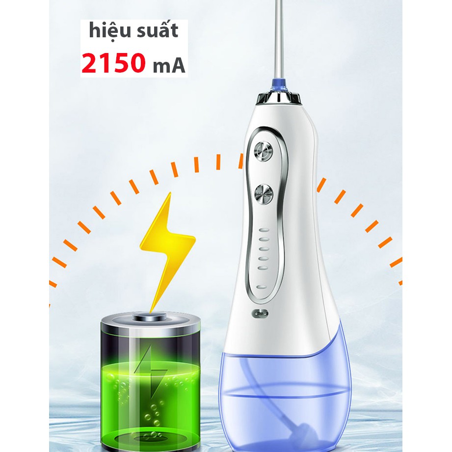 Máy tăm nước h2ofloss cầm tay cao cấp ORAL IRRIGATOR DENTALEE tặng kèm 5 vòi phun bảo hành chính hãng xỉa răng nước