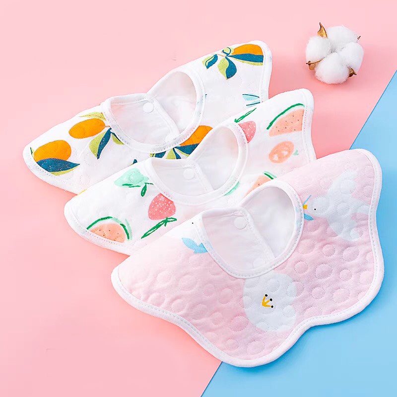 Yếm tròn xoay yếm dãi 360 có chống thấm dành cho bé chất liệu cotton