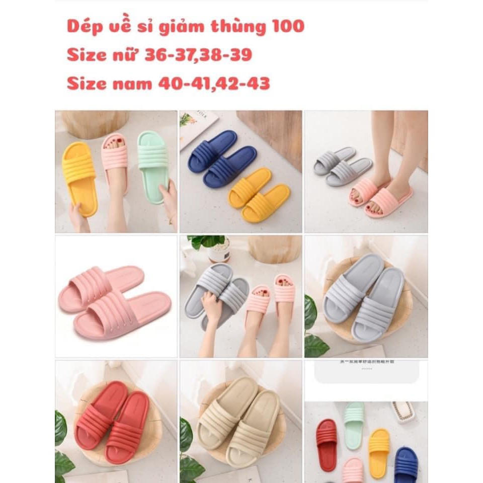 Dép lê xốp sọc nam nữ đi trong nhà, văn phòng, mềm mại, chống trơn trượt - nhựa EVA an toàn, nhiều màu, giao ngẫu nhiên