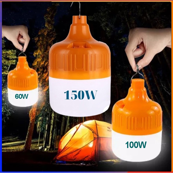 Bóng đèn tích điện 6-8h , loại 100w 150w sạc tích điện có móc treo kèm dây USB 5V để sạc | BigBuy360 - bigbuy360.vn