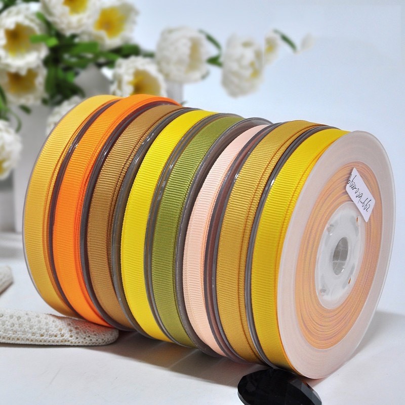 Ruy băng gân tông màu vàng cam 38mm phụ kiện thời trang phụ liệu nơ tóc đồ handmade thủ công gói quả trang trí#600-793