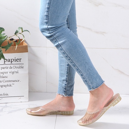 Dép sục nữ 3p Alina trong suốt đi mưa mũi nhọn chống trơn siêu bền phong cách hàn quốc Jayxinh V307