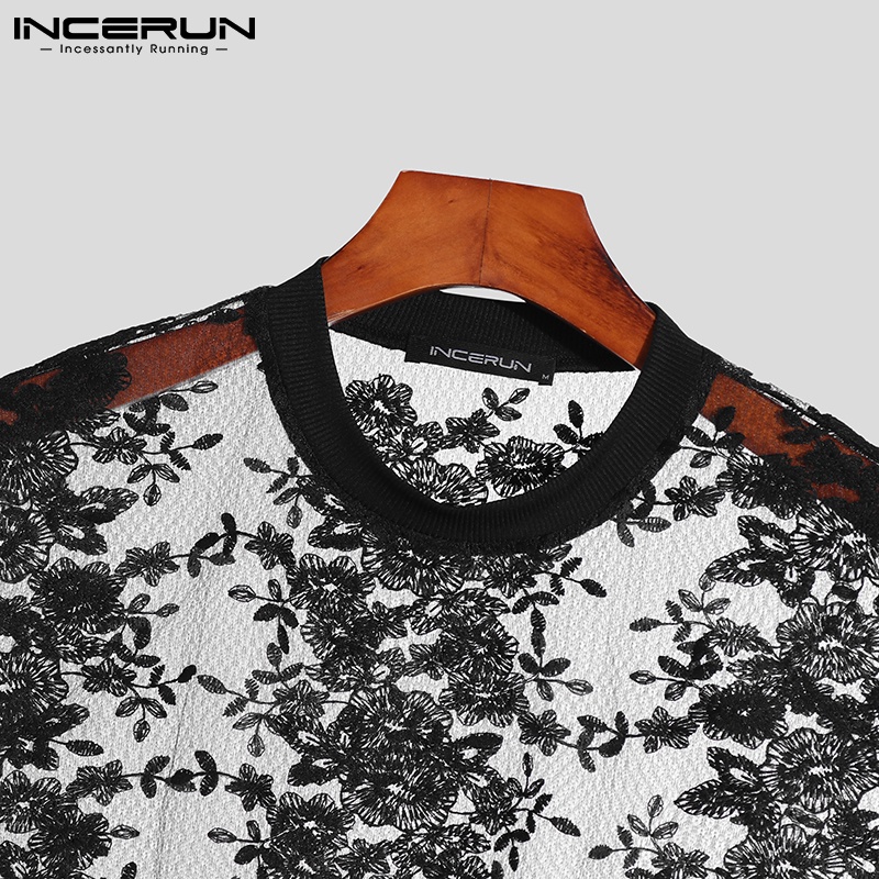 Áo ngắn INCERUN không tay họa tiết hoa thời trang cho nam