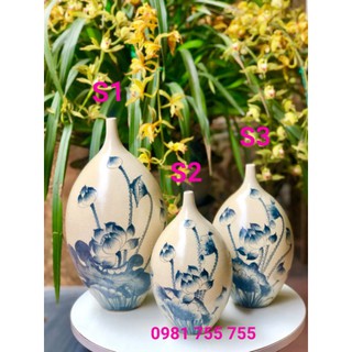 Lọ hoa men rạn xe điếu Bát Tràng decor trang trí