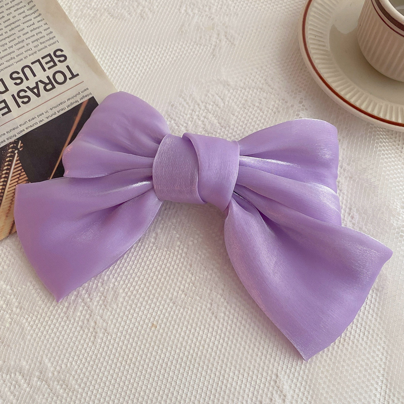 Kẹp tóc nơ vải satin ánh lấp lánh thiết kế hợp thời trang cho nữ