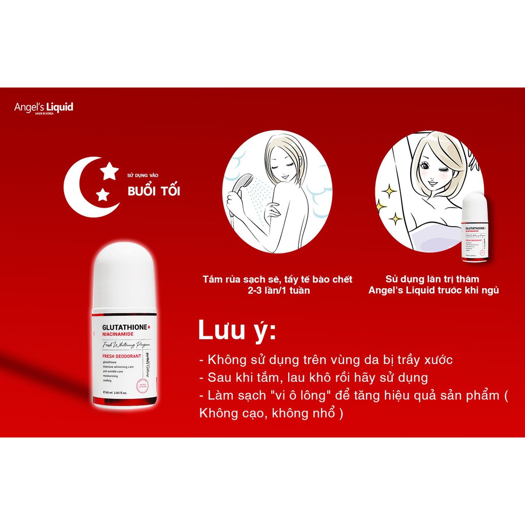 Lăn khử mùi dưỡng trắng Angel's Liquid Glutathione + Niacinamide Fresh Deodorant