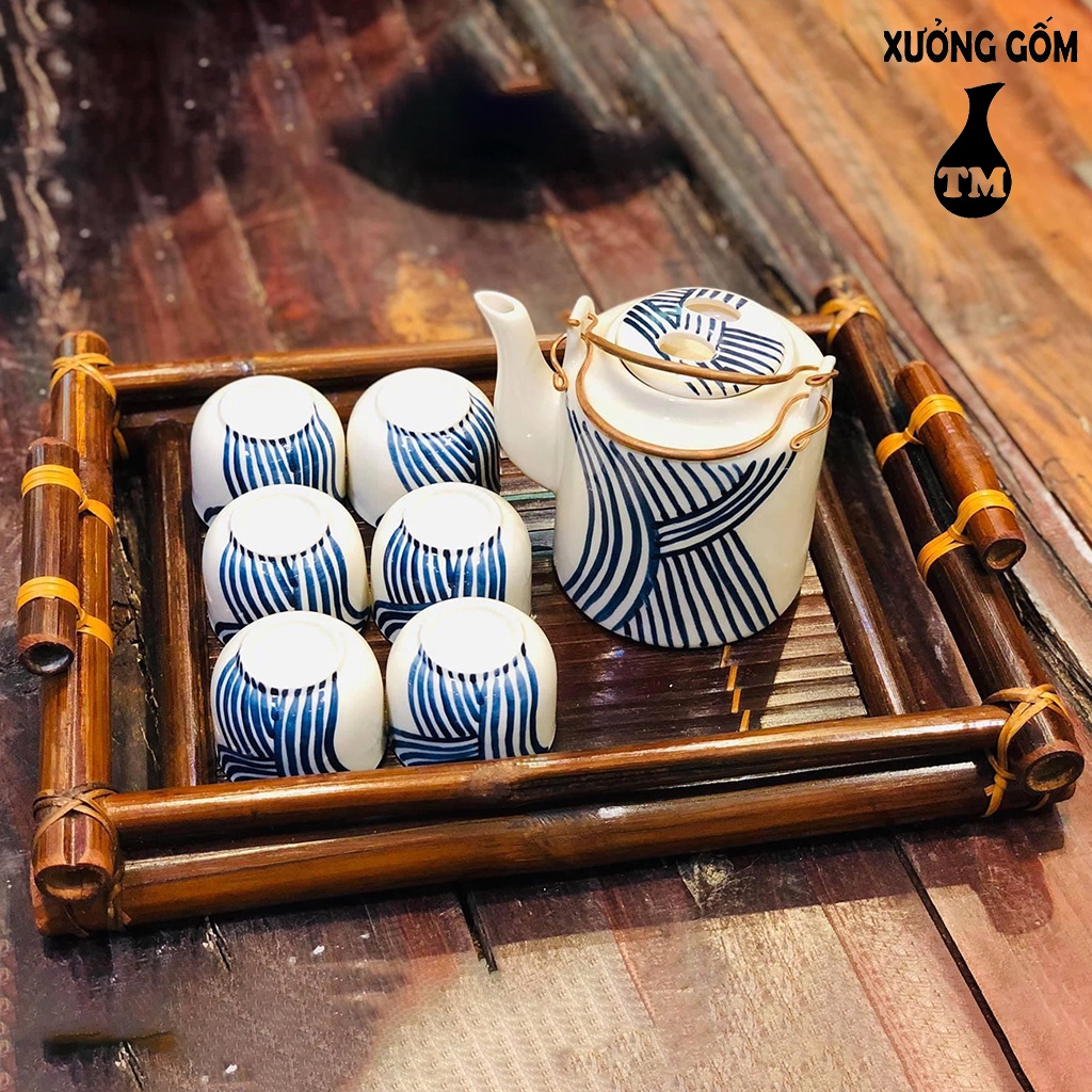 Khay Trà Tre Tự Nhiên Đan Kiểu Nhật Xưởng Gốm TM Bát Tràng