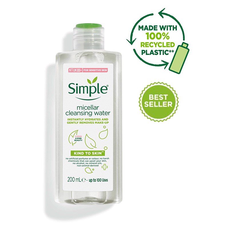 Nước tẩy trang Simple Kind to Skin Micellar Cleansing Water 200ml