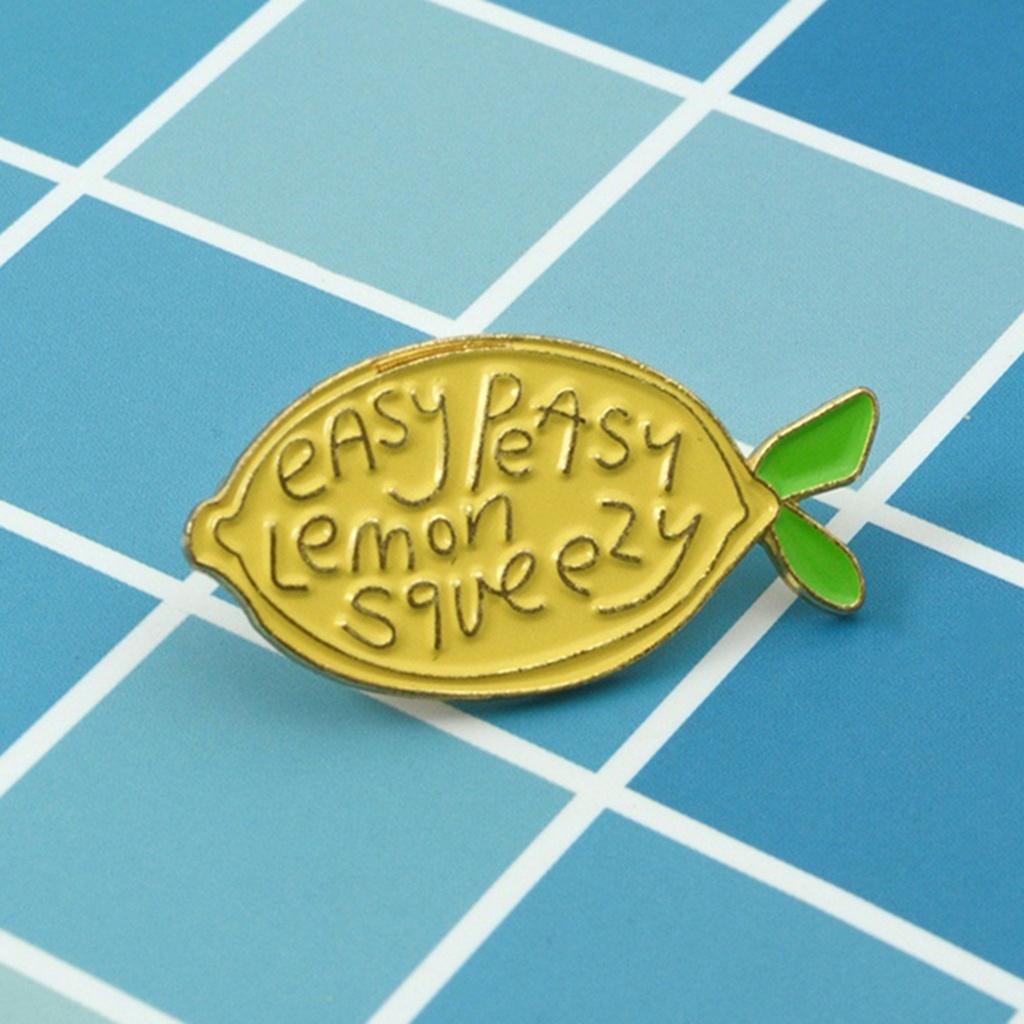 YOML✔Cartoon Lemon Enamel Letters Brooch Pin Unisex Denim Backpack Decor Party Badge