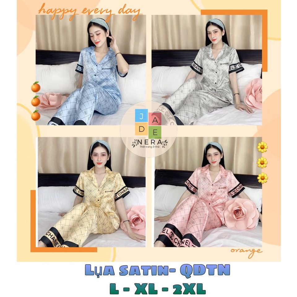 Bộ Đồ Pijama lụa satin nữ- quần dài tay ngắn - ĐỒ MẶC NHÀ, ĐỒ BỘ