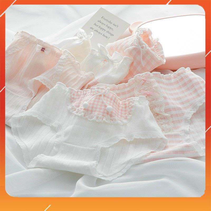 Quần lót học sinh cotton cao cấp kháng khuẩn mềm mại thấm hút mồ hôi tone trắng hồng đáng yêu YH18