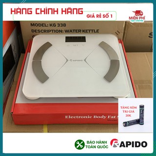 CÂN SỨC KHỎE THÔNG MINH RAPIDO RSF01-S, CÂN SỨC KHỎE ĐIỆN TỬ RAPIDO, THIẾT KẾ NHỎ GỌN, CẢM ỨNG.