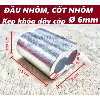 Đầu nhôm cốt nhôm khóa dây cáp Ø [ 6mm ]