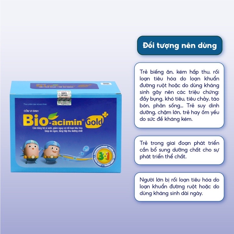 Cốm vi sinh Bio acimin Gold hỗ trợ trẻ ăn ngon tự nhiên bổ sung vi chất và các amin thiết yếu hộp 30 gói