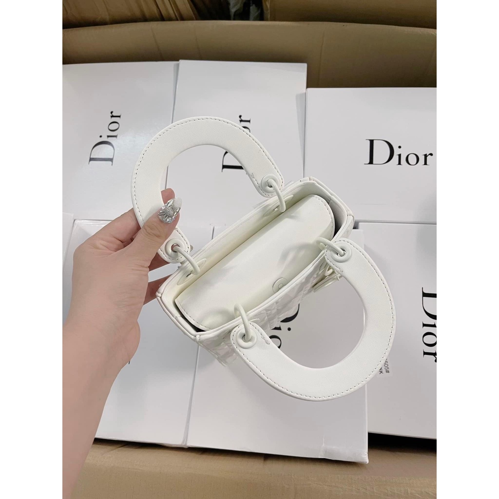 Túi xách nữ Di-orr La. dy vân kim cương full box size 19