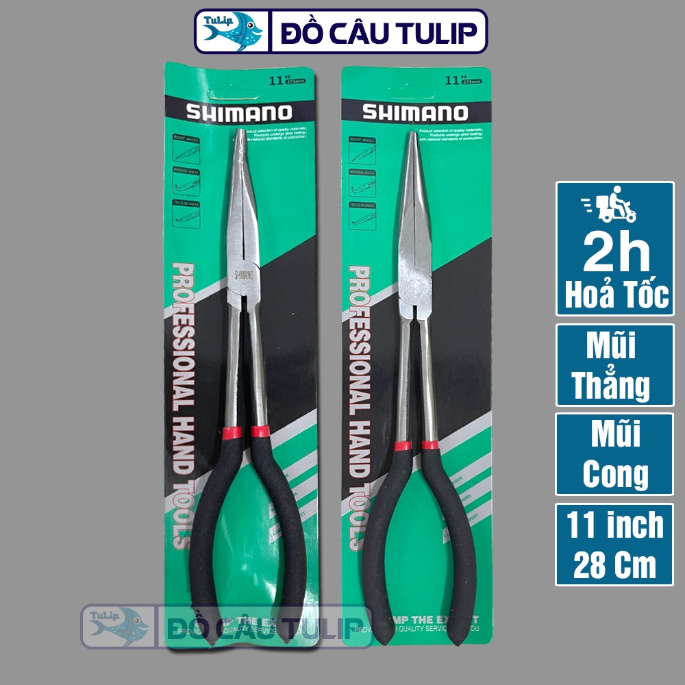 Kìm Kẹp Cá MŨI CONG / MŨI THẲNG SHIMANO (11 inch) - Kềm Kẹp Cá Gấp Cá Bằng Thép Không Rỉ, ĐỒ CÂU TULIP