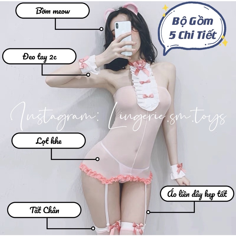 QR8048 Hoá trang Phong Cách Bé Mèo Dễ Thương Full Phụ Kiện Như Ảnh