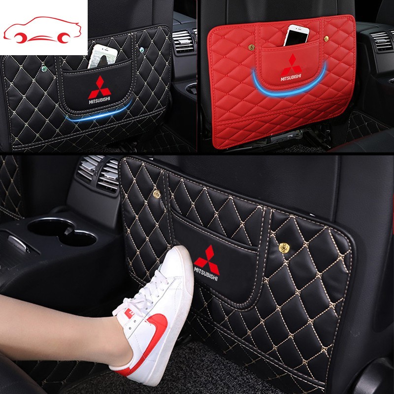 Đệm Da Bảo Vệ Lưng Ghế Xe Hơi Chống Đá Cho Mitsubishi Xpander Triton Lancer Evo Asx Mirage Outlander Grandis Pajero Attrage Airtrek L200