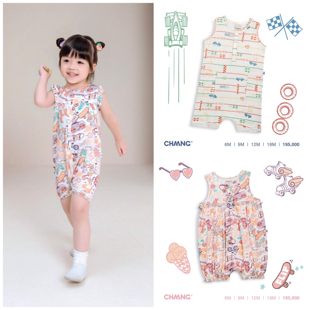 [CHÍNH HÃNG] Bộ Body ba lỗ cotton mềm mại họa tiết Chaang