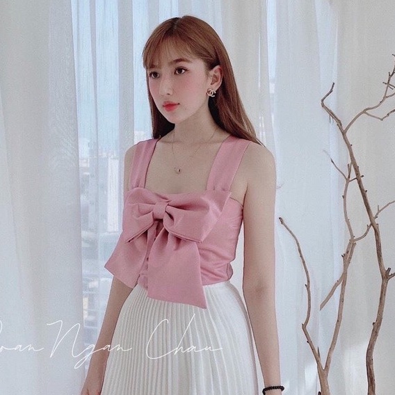 Áo kiểu bản to nơ ngực xinh xắn xinh thoải mái đủ màu