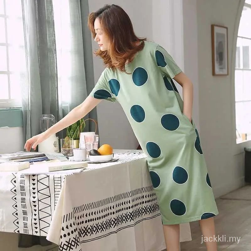 đồ ngủ Cotton Tay Ngắn Dáng Rộng Cỡ Lớn In Hoạt Hình Kiểu Hàn Quốc Dễ Thương Thời Trang Mùa Hè Cho Nữ