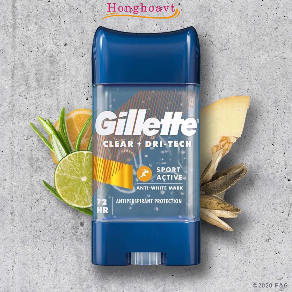 Lăn khử mùi Gillette Clear + Dri-Tech Anti-Perspirant 107g, Gel khử mùi giảm tiết mồ hôi chính hãng Mỹ-honghoavt