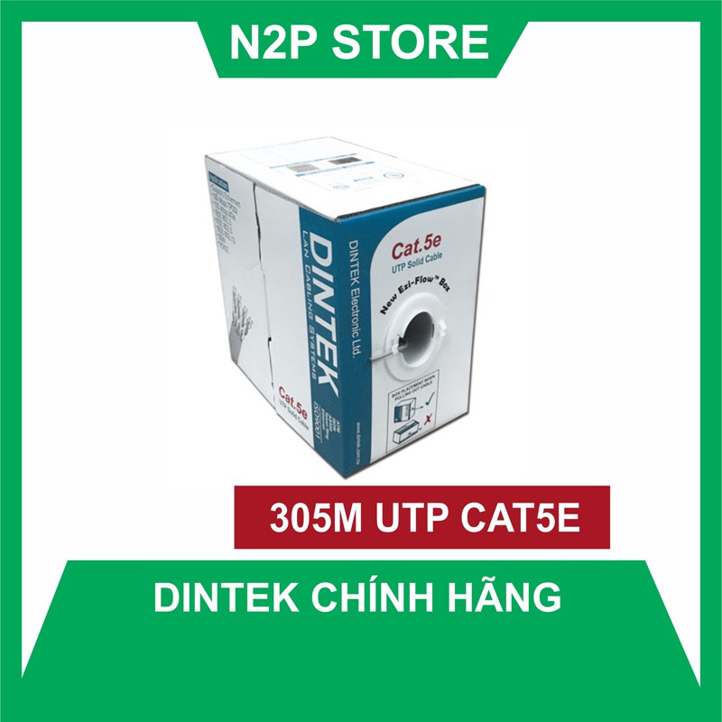 Thùng 305M cáp mạng LAN UTP CAT 5E DINTEK đồng nguyên chất