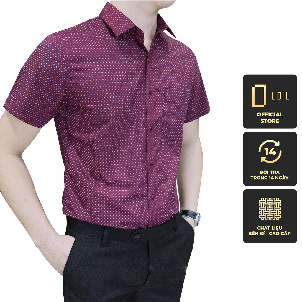 Áo sơ mi ngắn tay chấm bi chất liệu BAMBO hạn chế nhăn nhàu, thấm hút mồ hôi thương hiệu LDL