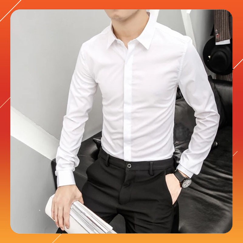 Áo Sơ Mi Nam Dáng Chuẩn Body Hàn Quốc Chất Liệu Cao Cấp Không Nhăn Không Bai Màu Mang Đến Vẻ Lịch Lãm