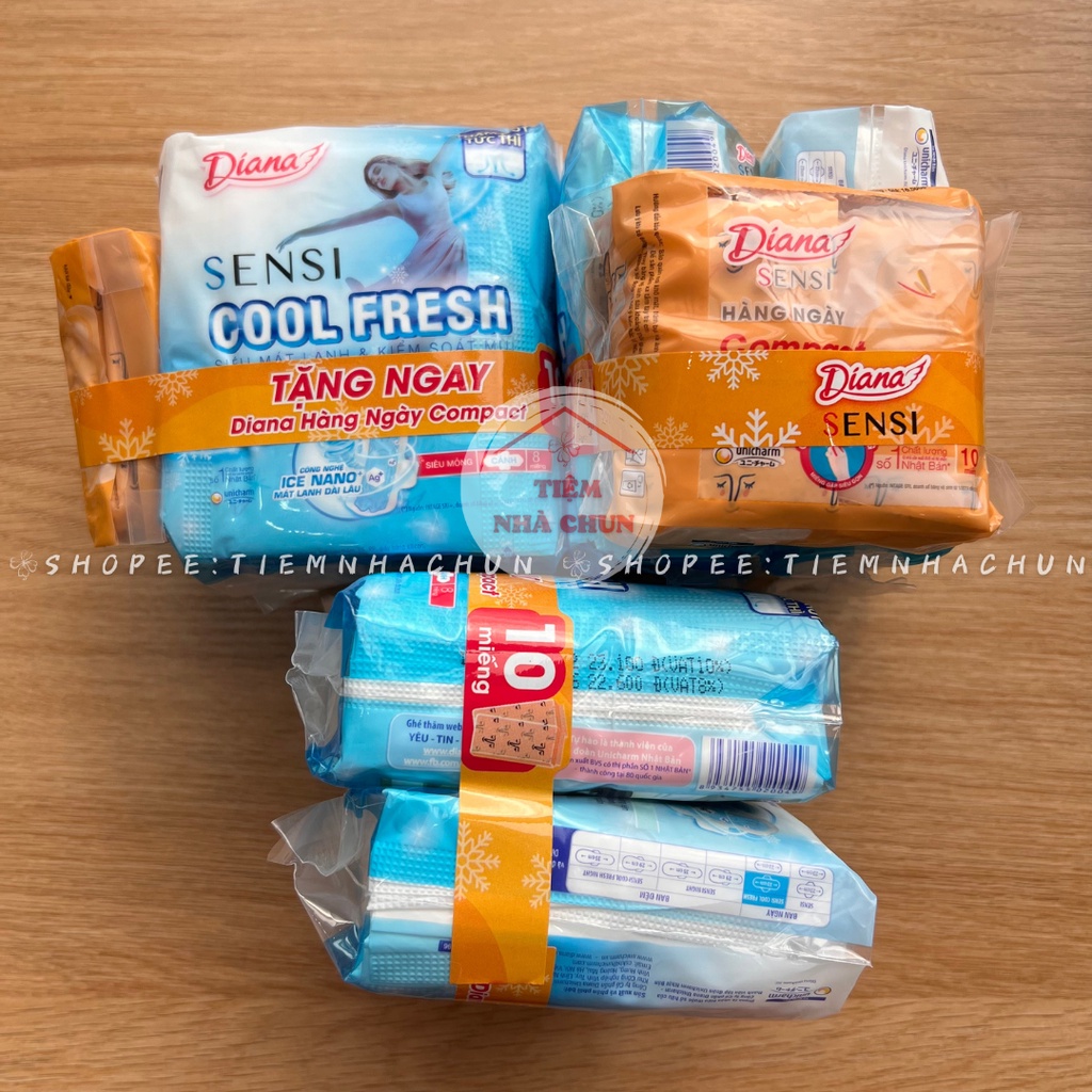 CHE TÊN -  Băng Vệ Sinh Diana Sensi Cool Fresh Siêu Mỏng Mát Lạnh Có Cánh - TIEMNHACHUN