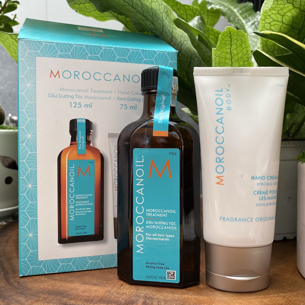 Chính hãng  Combo Tinh dầu Moroccanoil dưỡng tóc 125ml và Kem dưỡng da tay 75ml