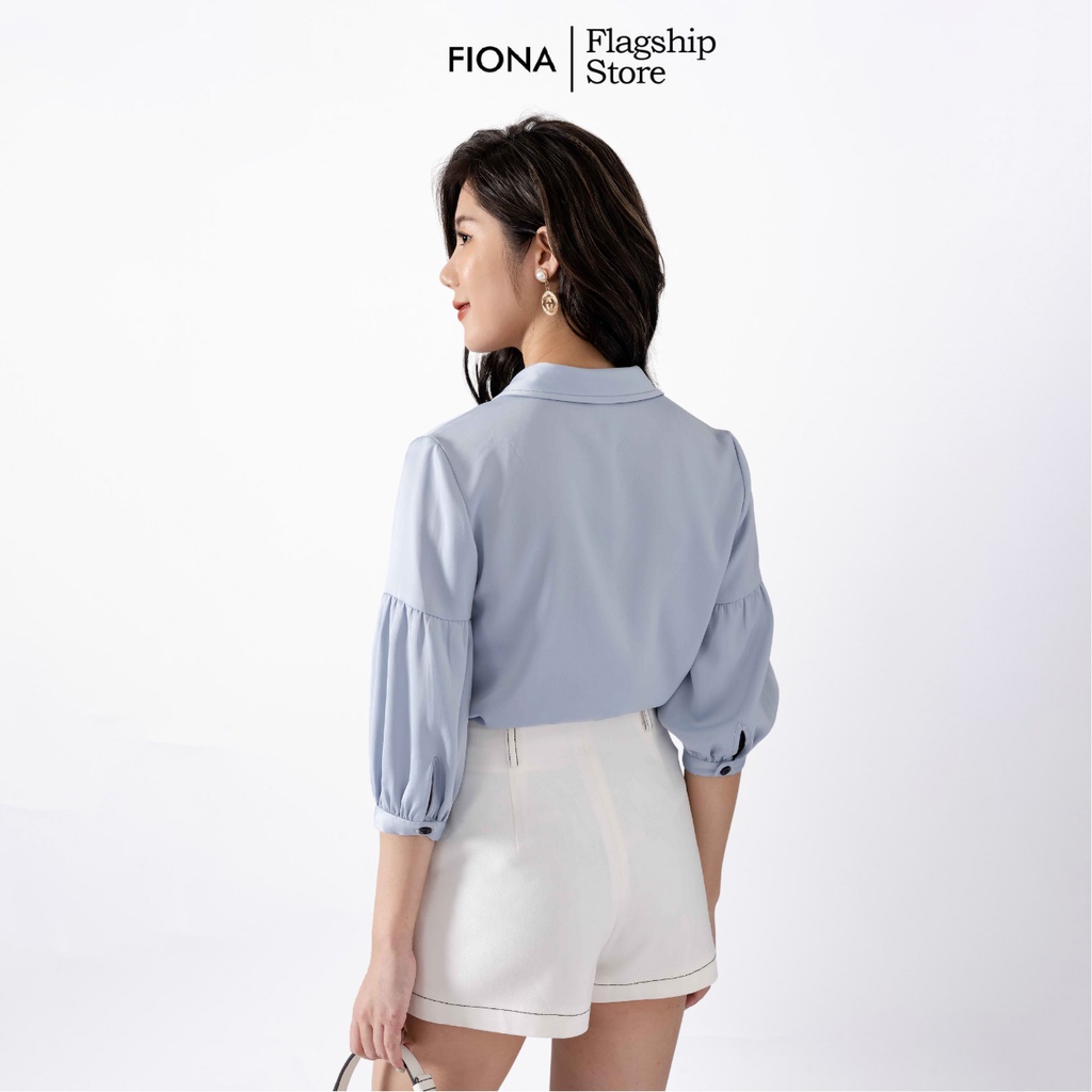 Áo sơ mi dáng suông, tay bồng FIONA, áo sơ mi nữ cổ đức mã F550406