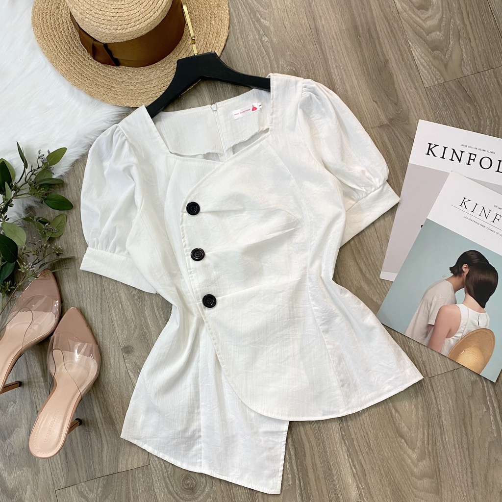 [FREESHIP 3.3] Áo kiểu bigsize Peplum 3 Nút Tà Xéo Giá Xưởng (có size 50kg đến 90kg) | BigBuy360 - bigbuy360.vn