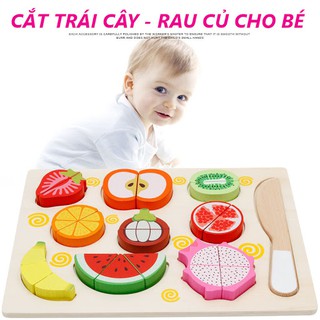 [ĐỒ CHƠI KHUYẾN MÃI] Bộ Đồ Chơi Cắt Trái Cây Gỗ Cho Bé Yêu HAPPYGOLD
