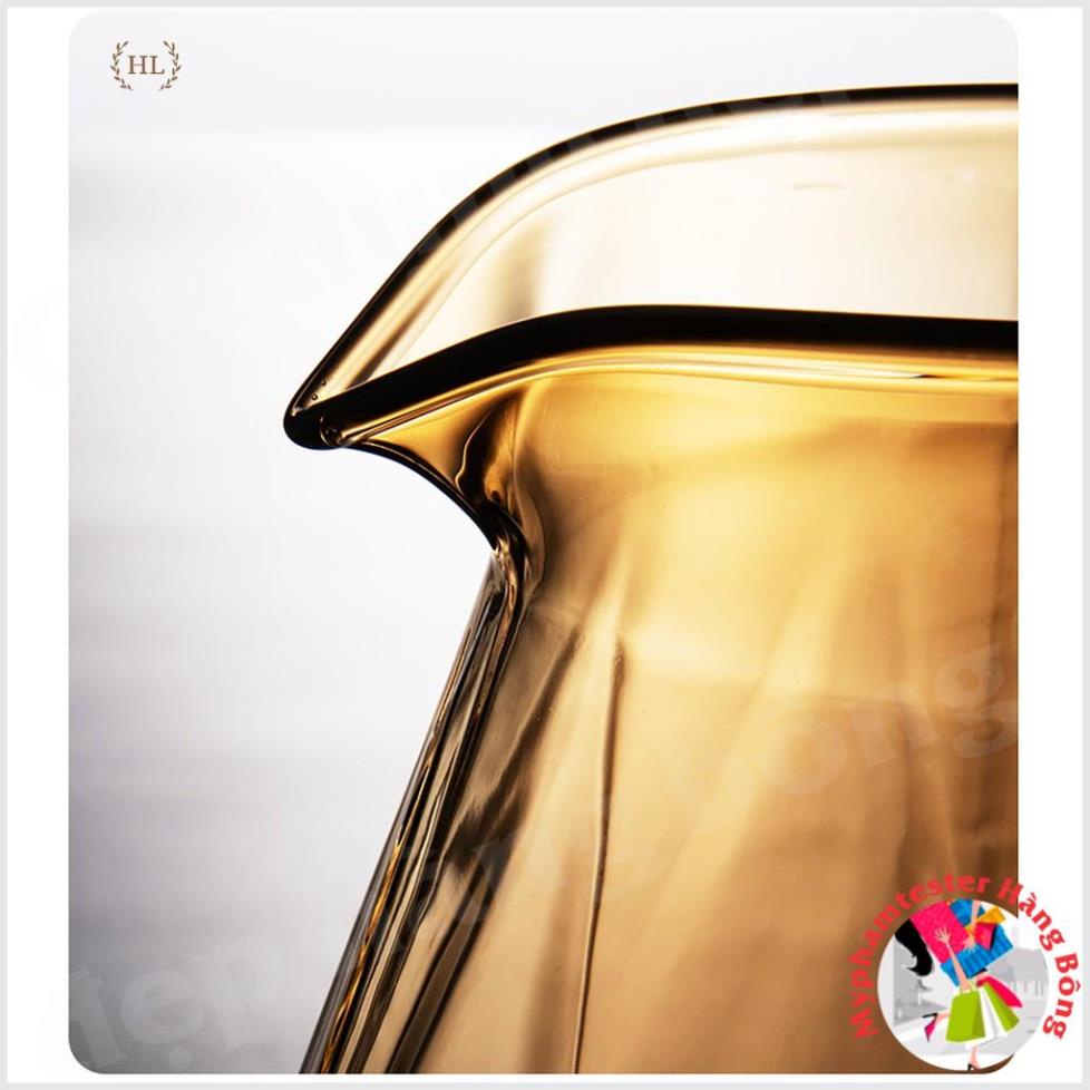 Bình Ly thuỷ tinh vàng có quai dáng kim cương | BỘ BÌNH CỐC BOROSILICATE SIÊU NHẸ - CHỊU NHIỆT - CƯỜNG LỰC LỤC GIÁC QUAI