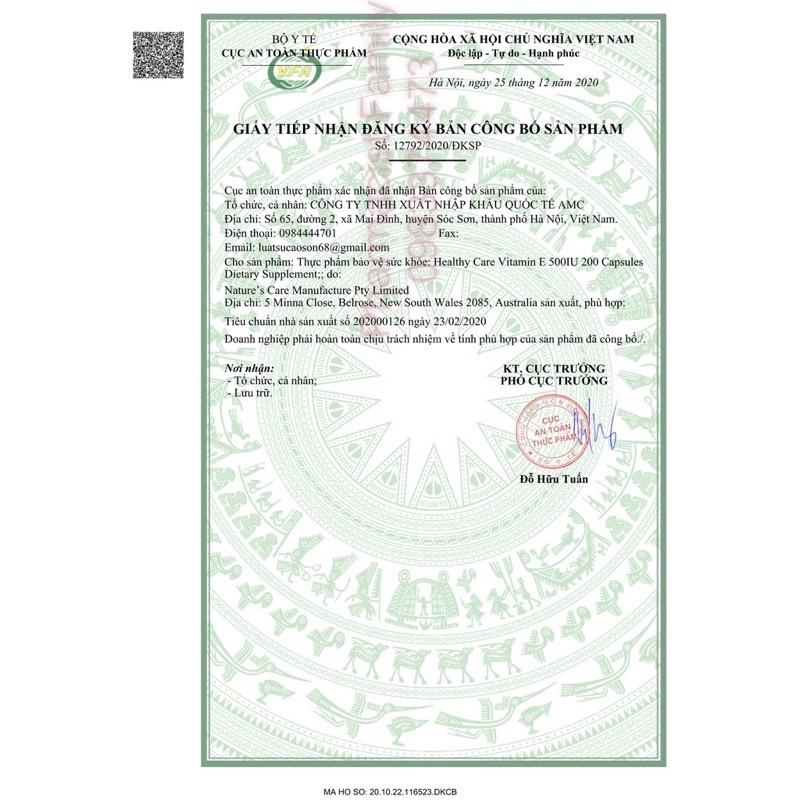 [Cóbill]Vitamin E 500IU Healthy Care 200v | Thế Giới Skin Care