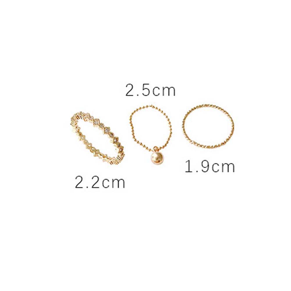 Set 3 Nhẫn Đeo Ngón Tay Đính Đá Zircon Nhiều Màu Phong Cách Hàn Quốc Cổ Điển Thời Trang Cho Nữ