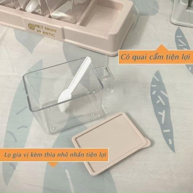 Bộ 4 lọ đựng gia vị có thìa cao cấp Việt Nhật -2939